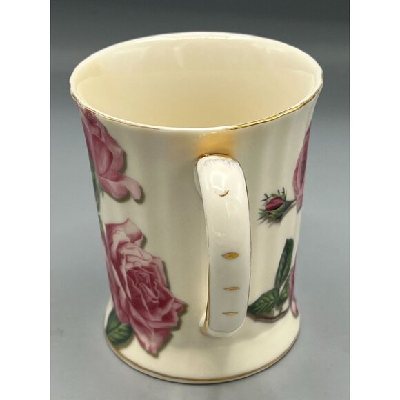 Burton + Burton Romantic Roses Porcelain Mug Cup Pink Rose VTG Golden Accent - Picture 4 of 9